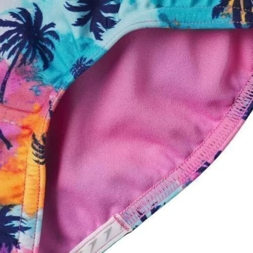 Speedo Girl 16 One Piece Swimsuit Multicolor Tropical Palm Tree Print Racerback - Picture 3 of 5